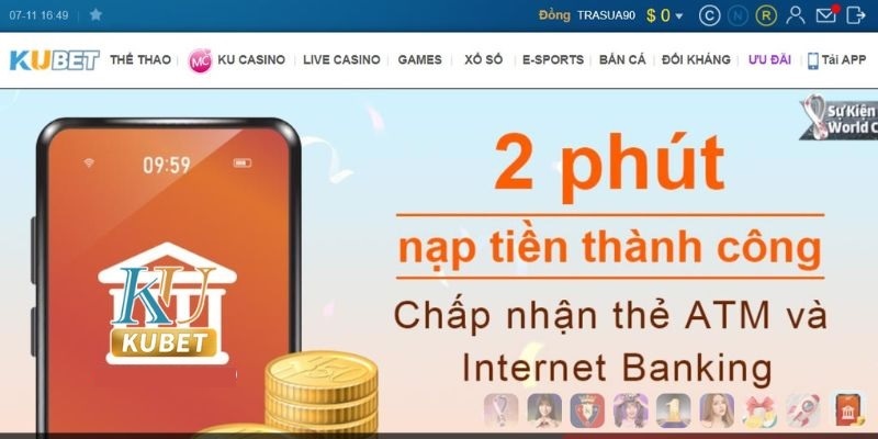 Nạp tiền chỉ trong 2 phút