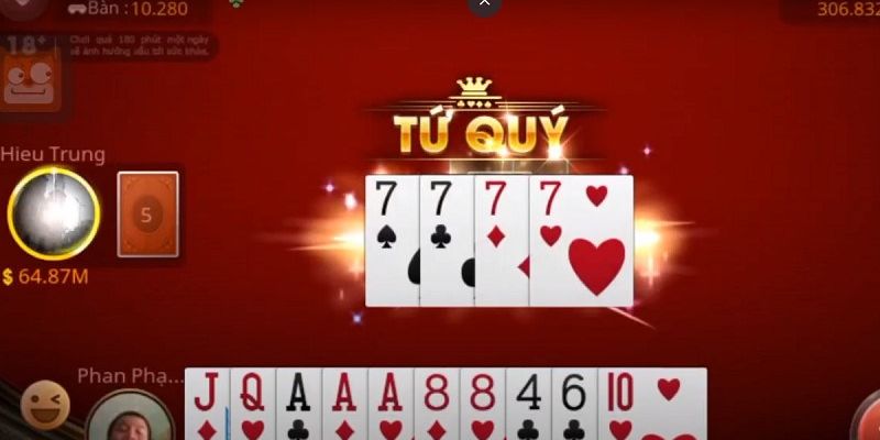 Tứ quý trong game bài Tiến lên miền Nam